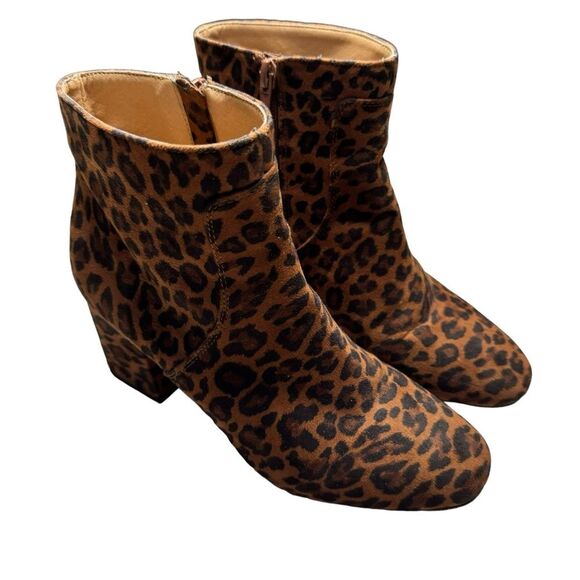 Loft Women's Brown Black Leopard/Cheetah Print Booties Size 7M - Picture 1 of 9